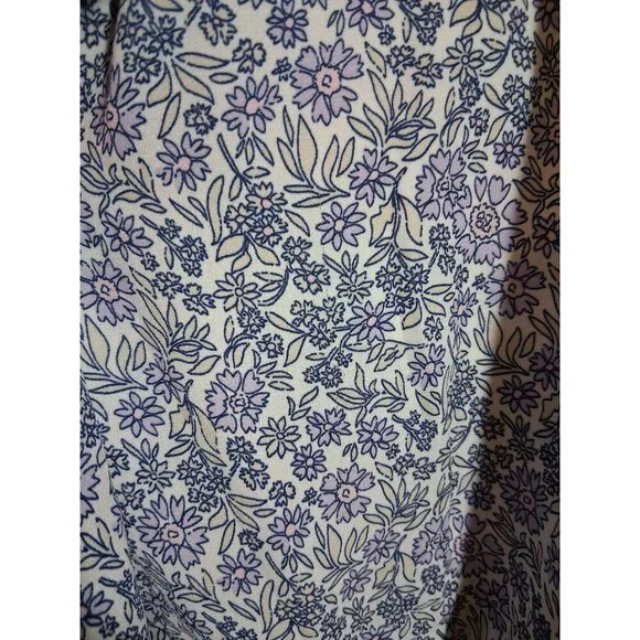 American Eagle Blouse Boho Floral Business Casual Lined Y2K Retro Purple Size XL - Picture 3 of 6